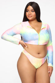 Bikini Long Sleeve Zipper Swimsuit Plus Size