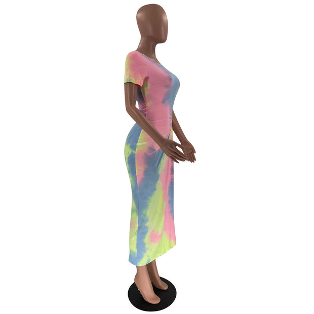 Fashion Sexy Lady Tie-dye Irregular Dress