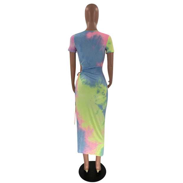 Fashion Sexy Lady Tie-dye Irregular Dress