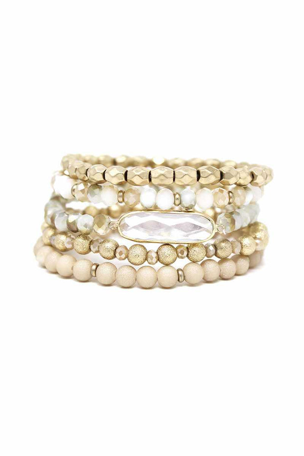 Crystal Metal Mix Bead Stretch Bracelet Set