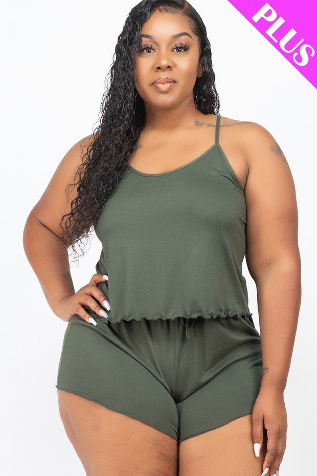 Plus Size Cami Top And Shorts Set