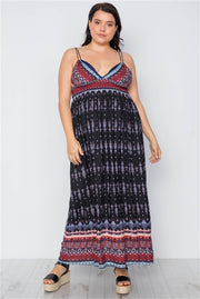 Plus Size Multi Black Paisley Print Maxi Boho Dress