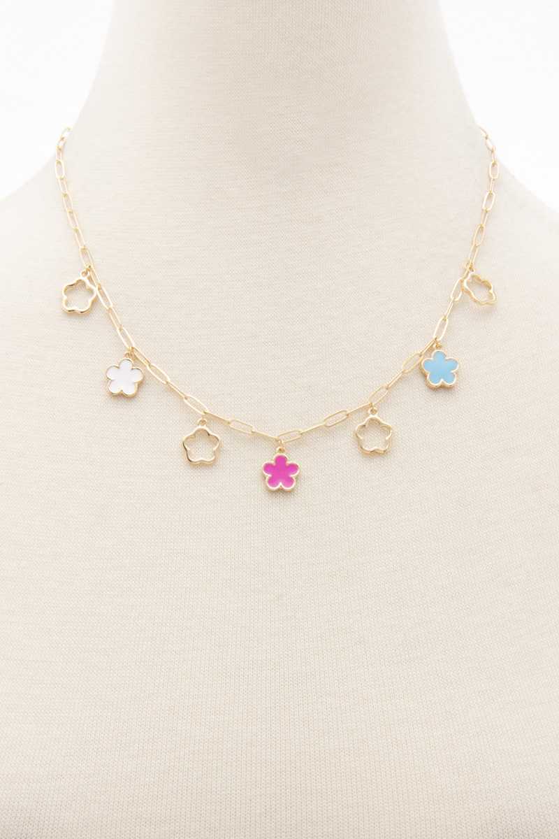Flower Charm Station Necklace