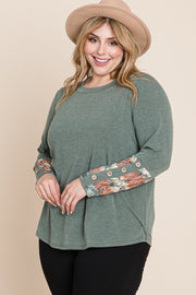 Plus Size Solid Casual Long Sleeves Top